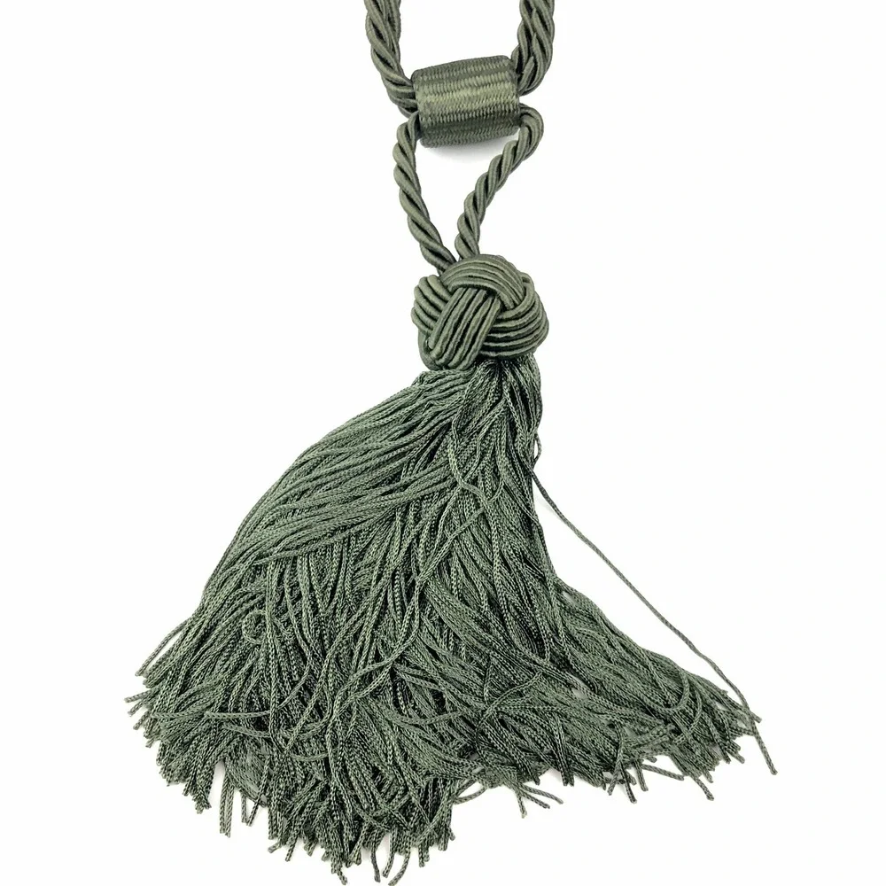 Set of 2 Green Curtain Rope Tassel Tie Backs w/ 6.5